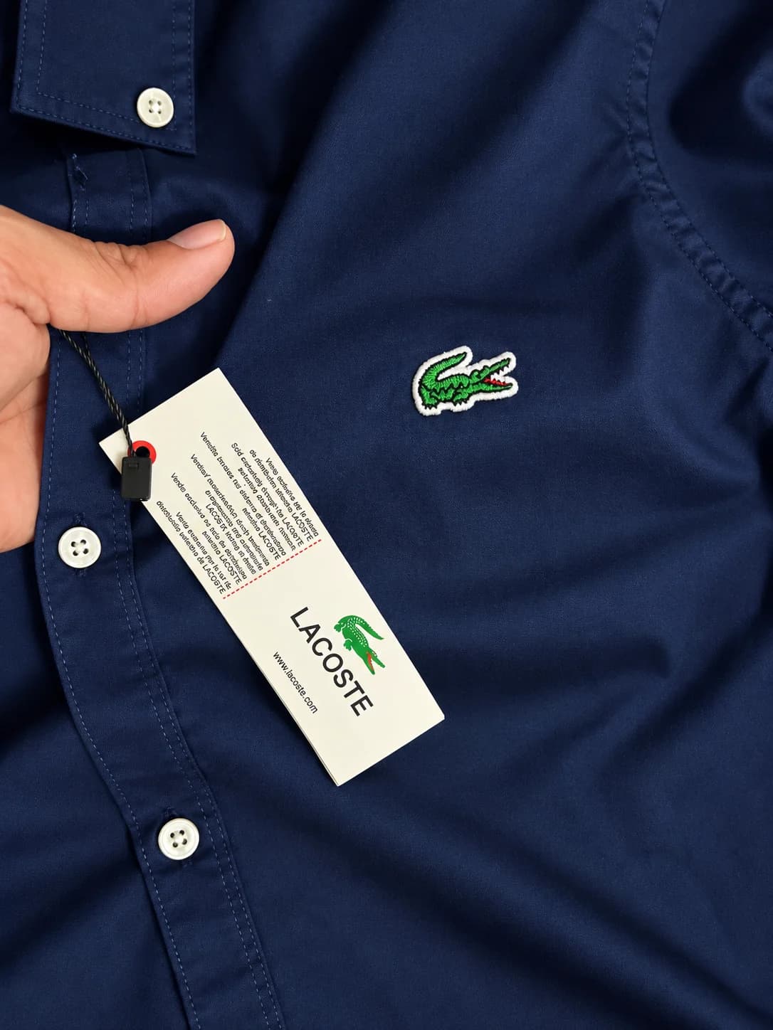 Lacoste Premium Men's Navy Blue Solid Full Sleeve Shirt – Classic Button-Down Collar alternate view