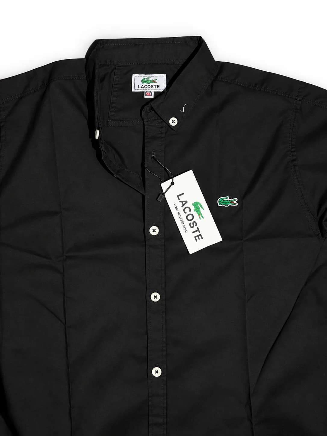 Lacoste Premium Men's Black Solid Full Sleeve Shirt – Classic Button-Down Colla alternate view